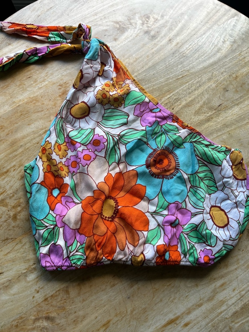 Floral One-Shoulder Crop Top - Vibrant Multicolor - Picture 3 of 4